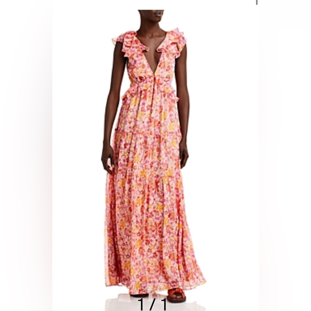Aqua floral pink dress from Bloomingdale’s